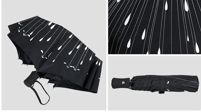 Креативный полностью автоматический зонтик Meteor, Модный черный складной зонт от солнца 3, Зонт от дождя для женщин и мужчин, ветрозащитный большой зонтик