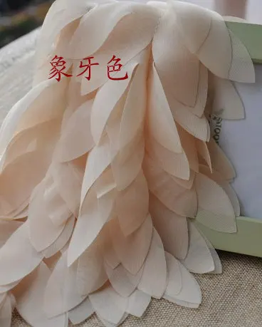 

Ivory Chiffon Leaves Trim, Chair Sashes, Wedding Decors, Costume, Photography Backdrop, 1 yard, FT003I