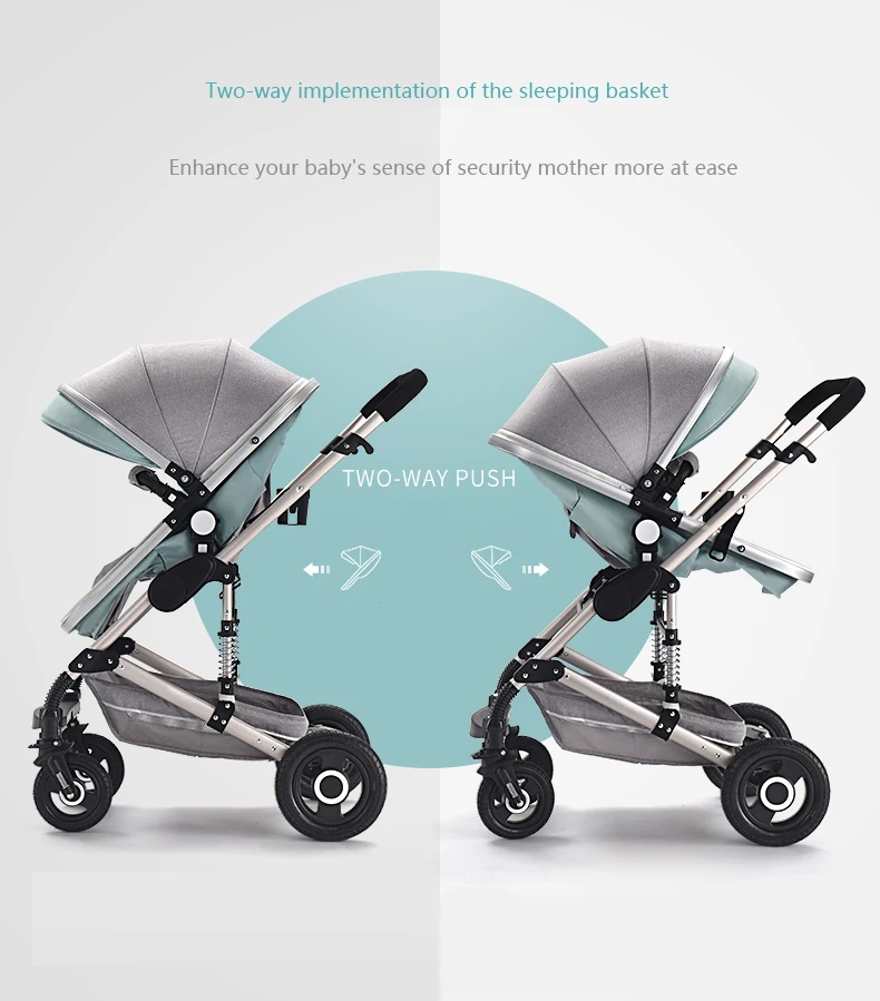 Детская коляска, может лежать на колесиках с двумя способами, для новорожденных, амортизатор, складной светильник с высоким ландшафтом, коляска