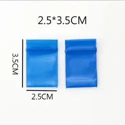 100 шт./лот 2,5x3,5 см голубой цвет Малый Размеры ясно, PE Пластик Мешок Ziplock закрывающийся мешок на молнии подарочные пакеты