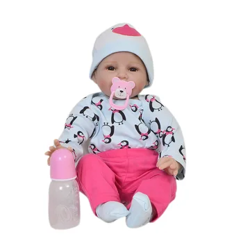 

22inch soft Silicone Bebes Reborn Bonecas Play Toys For Babies white skin lifelike Bebe Alive Doll Enducational Doll hot sale