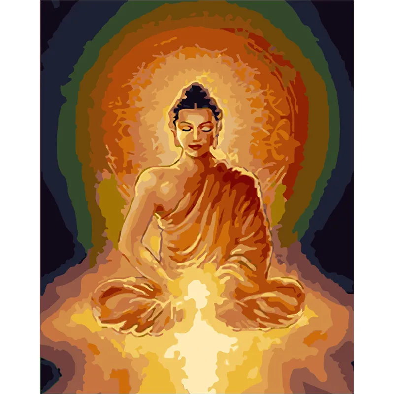 

Painting By Numbers DIY Dropshipping 40x50 60x75cm A glowing Buddha statue Figure Canvas Wedding Decoration Art picture Gift