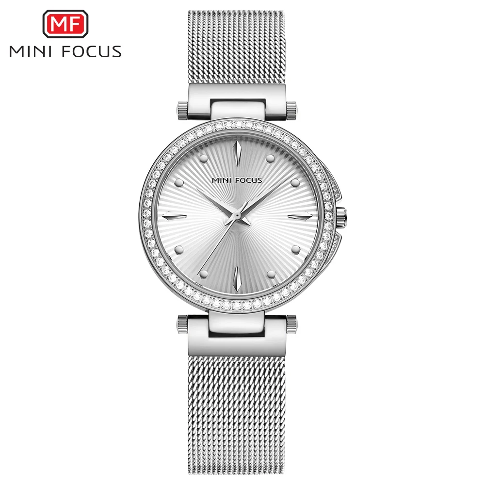 Мини фокус, женские кварцевые часы с сетчатым ремешком, Простые аналоговые водонепроницаемые наручные часы, женские часы MF0194L. 03 - Цвет: MF0194L-White