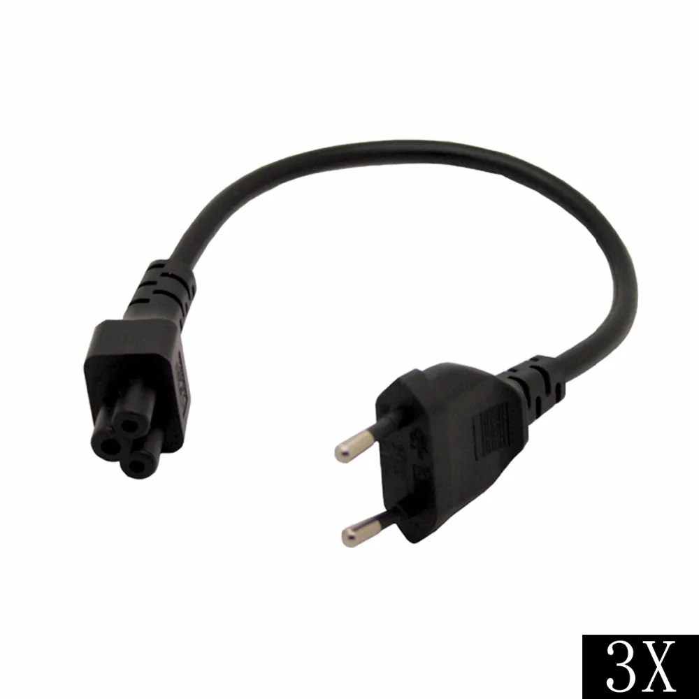 Eonvic 3pcs/lot Short Power Cord Eu 2pin Male To Iec 320 C5 Micky For
