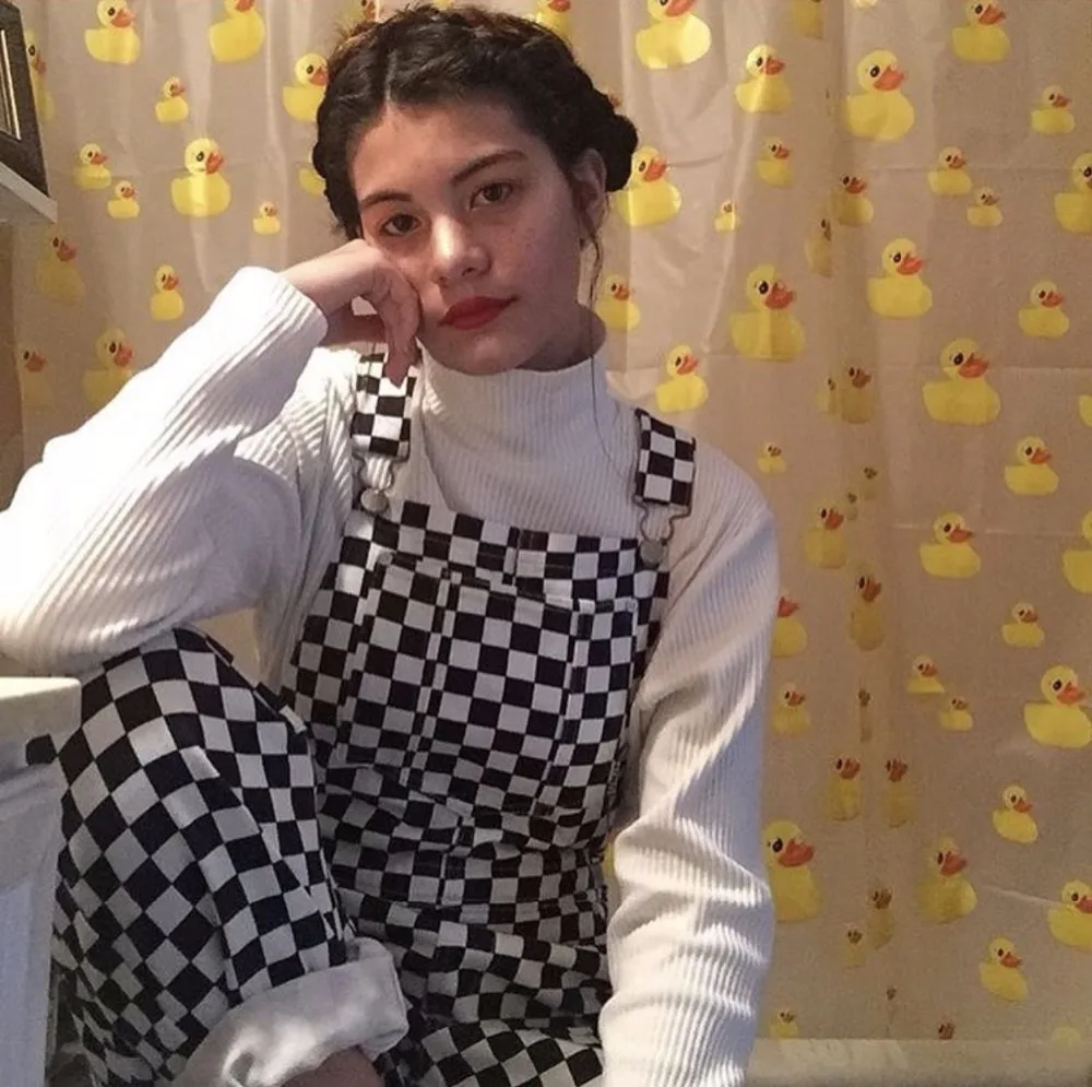 checkerboard rompers women jumpsuits new retro old school hiphop