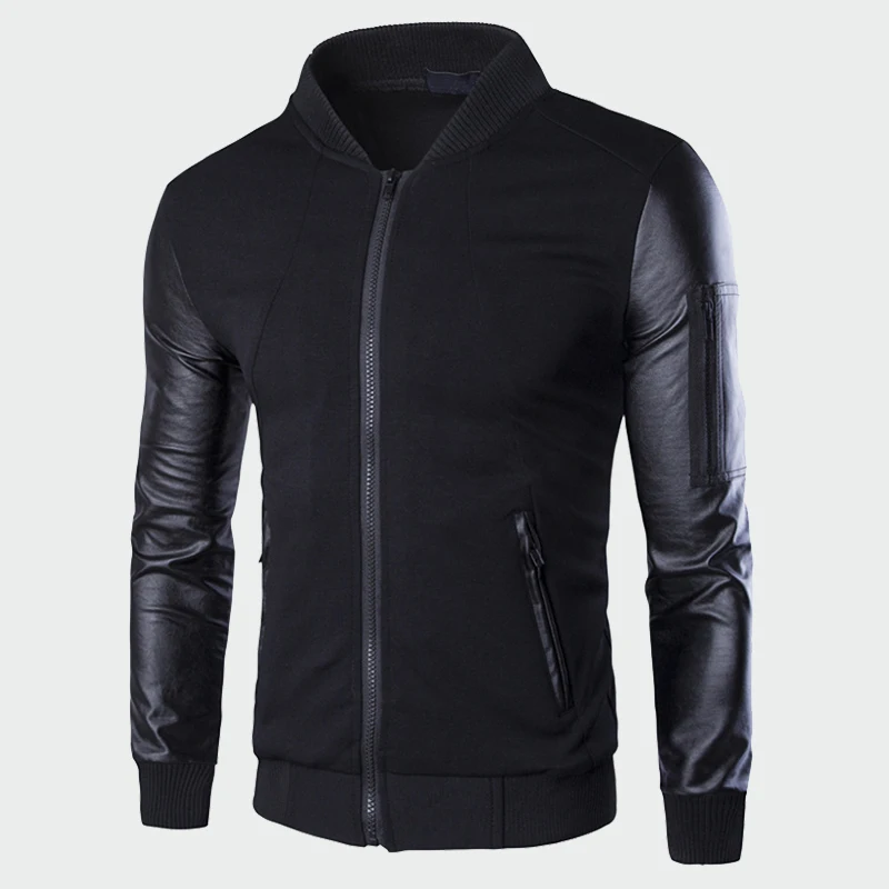 Мужские куртки весна осень Лоскутные кожаные пальто повседневная приталенная мотоциклетная куртка-бомбер верхняя мужская куртка M-3XL ML023
