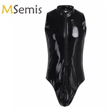 Мужской костюм "Кот", купальник, нижнее белье, цельный, Wetlook, лакированная кожа, облегающий, на молнии, гимнастический купальник, боди, комбинезон