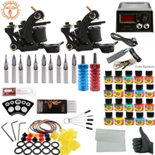 Завершенная Татуировка набор 20 цветные чернила для перманентного макияжа Набор 2 набор приборов черный блок питания, Иглы Постоянный макияж профессиональный набор татуировки