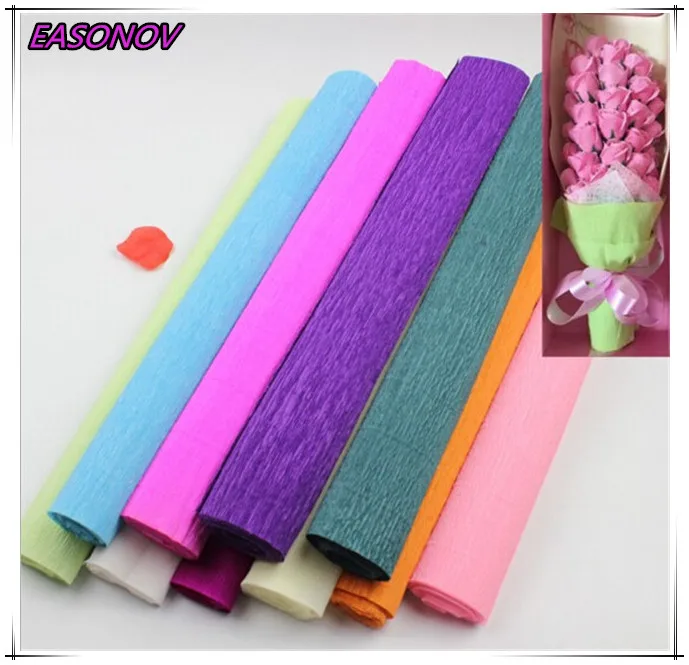 

5 roll/lot new 50*250CM Roll-up hem crepe paper prontpage flower wrapping paper flowers bouque Curling waterproof packing paper