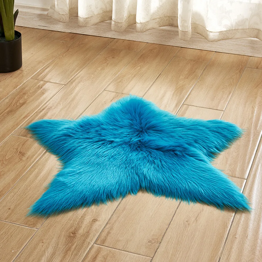 Pentagram floor mat Non Slip Rug Mats Hairy Soft Fluffy Faux Fur Carpet
