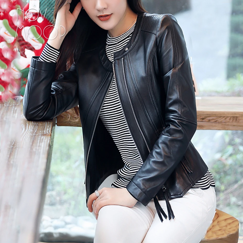 Мотоциклетная байкерская куртка giacca blouson черная из натуральной овчины в