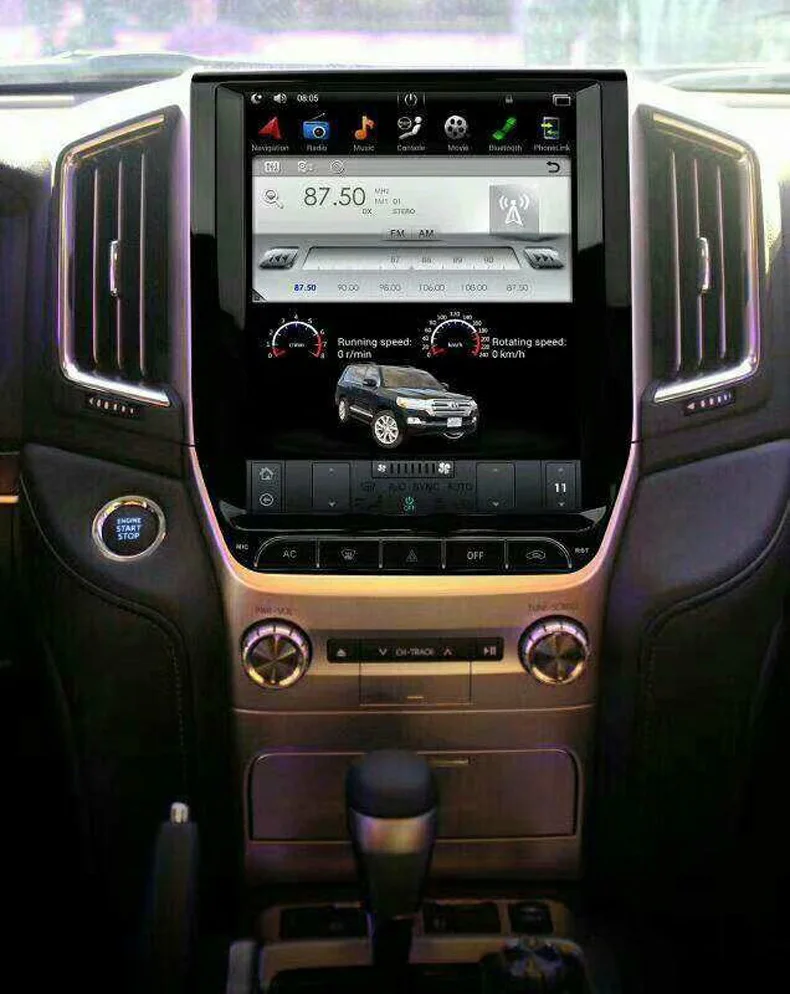 12," один din android 7,1 tesla стиль автомобильный dvd мультимедийный плеер для TOYOTA LAND CRUISER LC200 четырехъядерный rom 32G