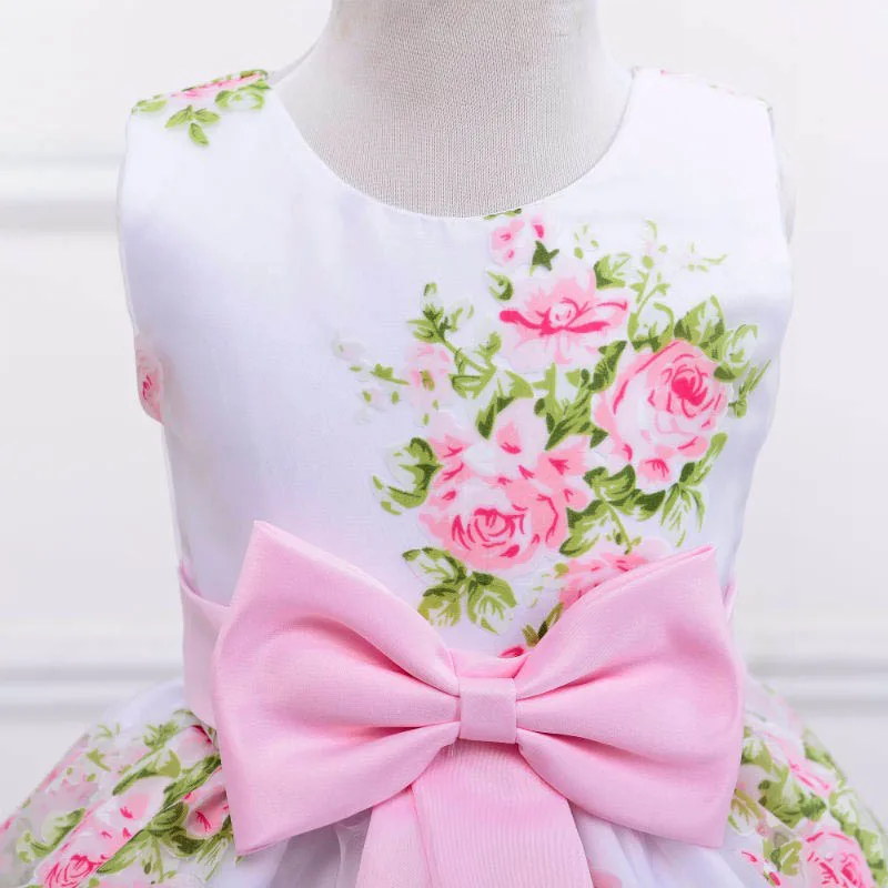 Лидер продаж 2017 года, стильное красивое платье с цветочным принтом для девочек на свадьбу, детское платье принцессы на день рождения, LM008
