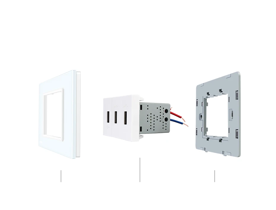 Livolo США Стандартный 3 Pin USB выхода, белый Стекло Панель 3 порта USB разъем 5V 2.1A, Мощность гнездо, VL-C93U-11