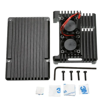 

NEW Raspberry Pi 3 Model B+ Aluminum Case with Dual Cooling Fan Metal Shell Black Enclosure for Raspberry Pi 3 Model B