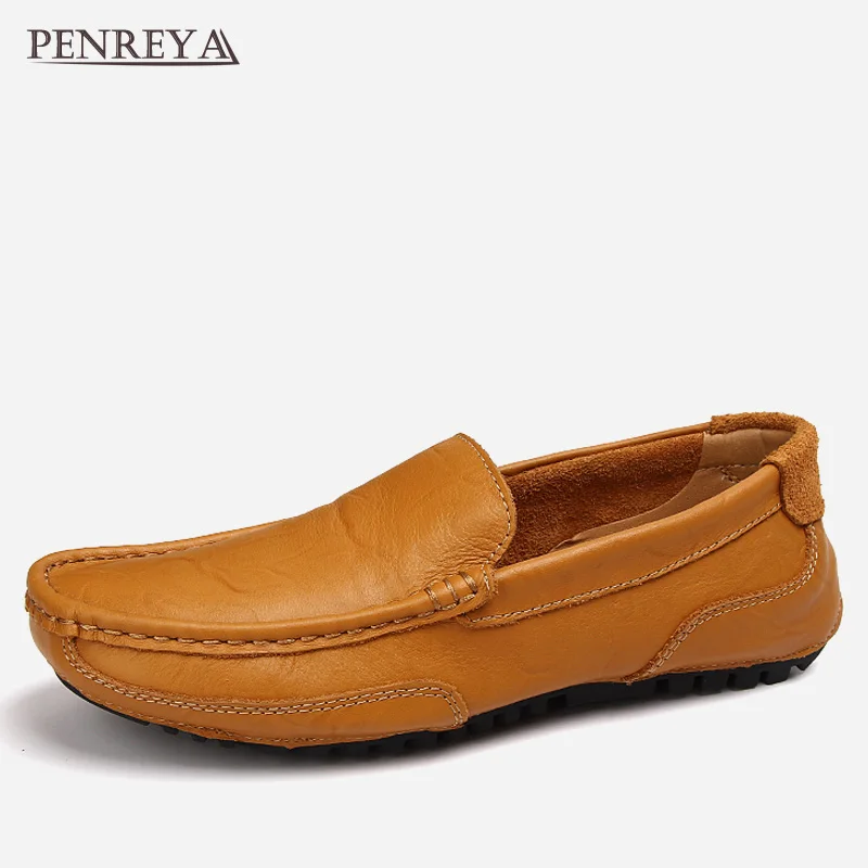 

Penreya Spring Summer Breathable Soft Leather Loafers Male Shoes Adult Driving Fashion Casual Slip On Moccasins Footwear For Men