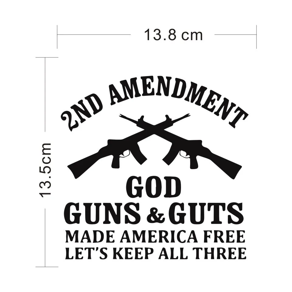 Cunymagos Car Styling 2nd Amendment Dieu Guns & Guts Made America Let's Free Keep All Three Body Stcikers Motorcycle 13.813 (2)