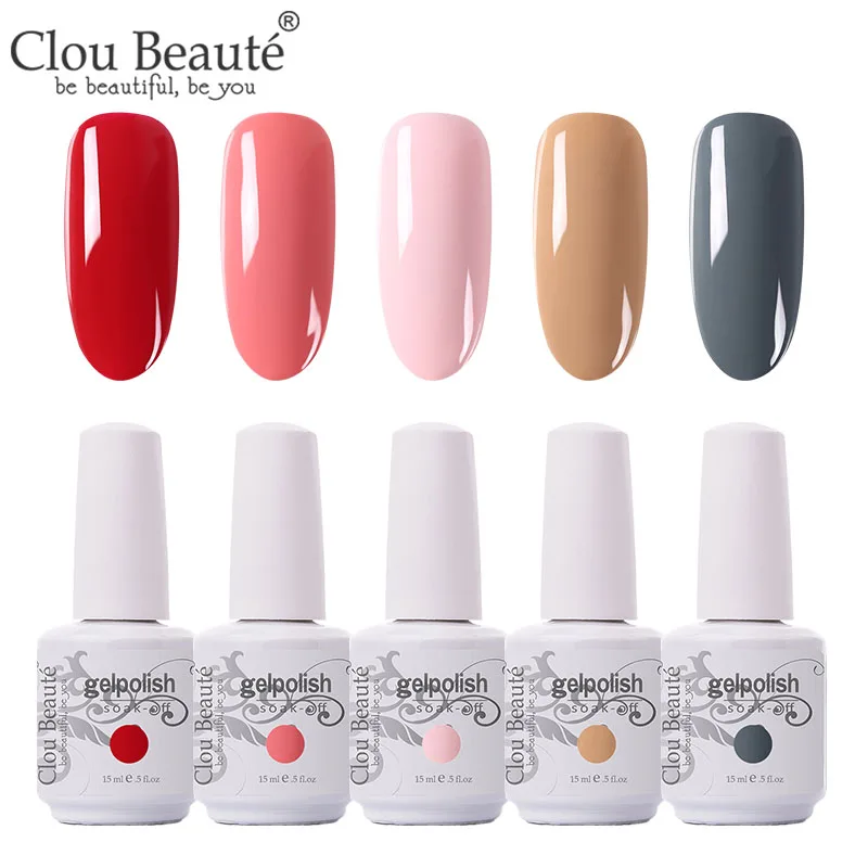 Clou Beaute 375 цветов набор гель-лаков полуперманентный Vernis Матовый верхний слой УФ-гель для ногтей топовый лак впитывающий Гель-лак - Цвет: 5pcs-15ml-ZH30