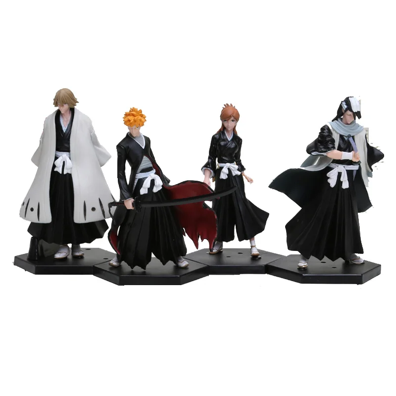 

4pcs/set 6'' 15cm Bleach Figures Kurosaki Ichigo Kuchiki Byakuya PVC Action Figure Model Toy Doll