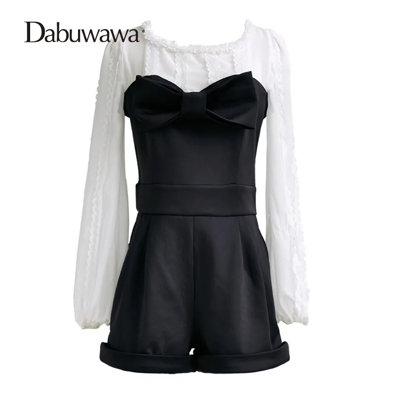 Dabuwawa 2017 Newest Women Ladies Clubwear Playsuit White And Black Playsuit Cotton Chiffon Fashion Bow Slim Romper #D16AJP011 Dabuwawa 2017 Newest Women Ladies Clubwear Playsuit White And Black Playsuit Cotton Chiffon Fashion Bow Slim Romper #D16AJP011