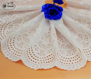 

5Yards/lot Width 20cm White 100% Cotton Embroidered Lace Fabrics, Women's Clothing Diy Lace Trim, Free Shipping RS292