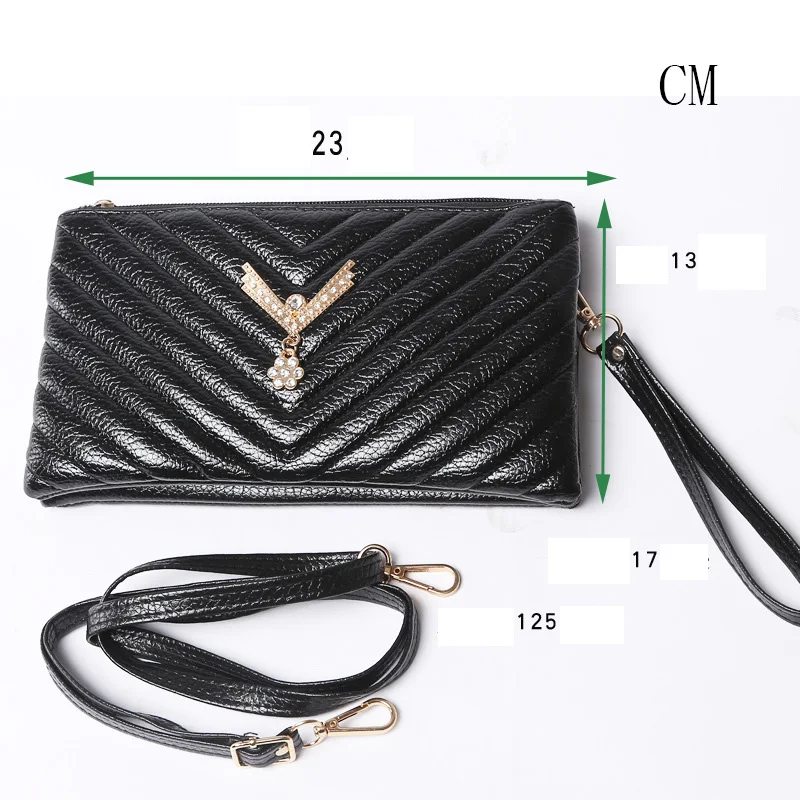 Women Diamond Lattice Messenger Bag Wristlet Strap PU Leather Long Wallet Luxury Designer Famous Brand Women Shoulder Messenger Bags (6)