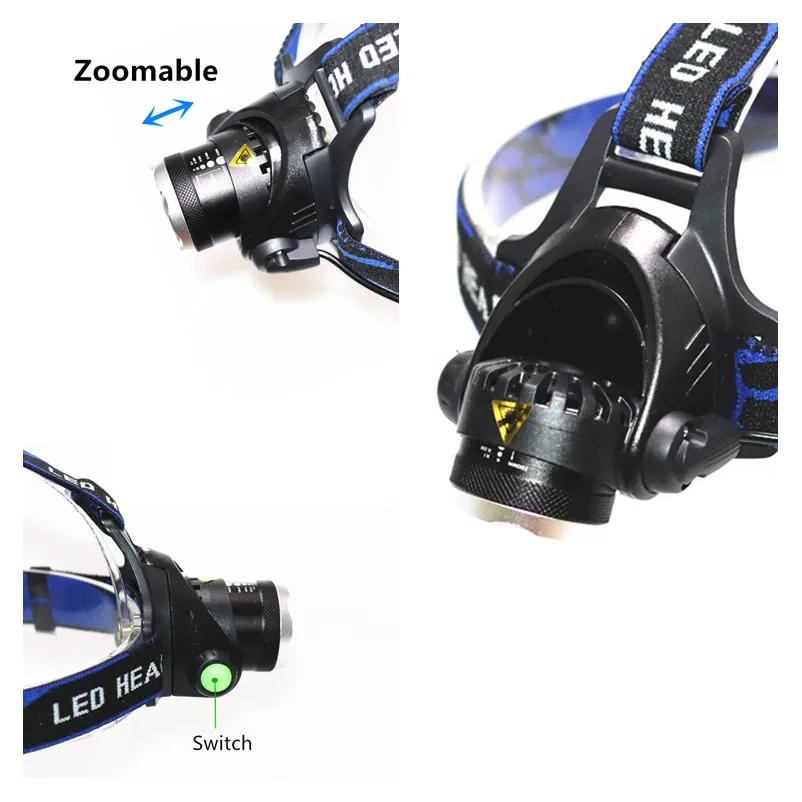 Faróis de Led 5000lm t6 zoom lanterna de Light Color : White
