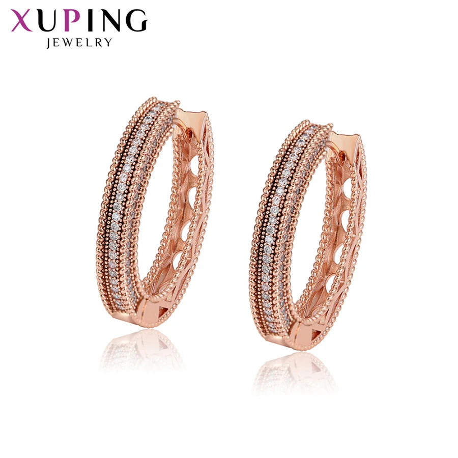Xuping экологическая медь европейский стиль розовое золото цвет покрытием обручи серьги для женщин модные ювелирные изделия подарки S135, 5-97770