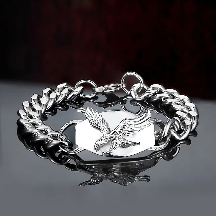 

Punk Eagle Hawk Bracelets for Men Stainless Steel Cuban Link Chain Bracelets Bangle Biker Rock Jewelry