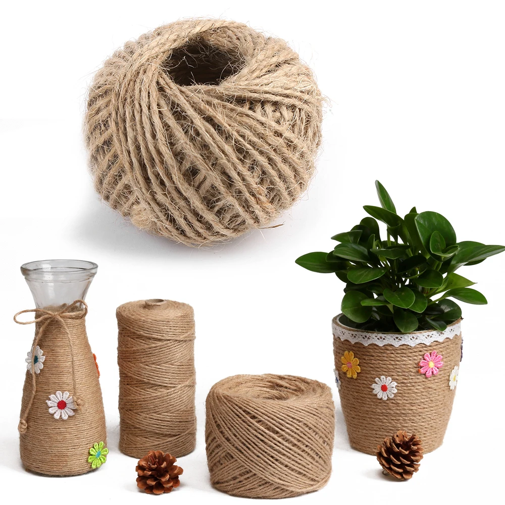 

1Rolls 30M Natural Brown Hemp Rope DIY Tag Label Hang Rope Wedding Home Accessories Decorative Twine Jute String Gardening Cord