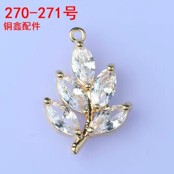 

10pcs 14*19mm High quality Gold/silver Color Zircon Material Leaf Shape Crystal Charm For Necklace DIY Handmade Jewelry Making