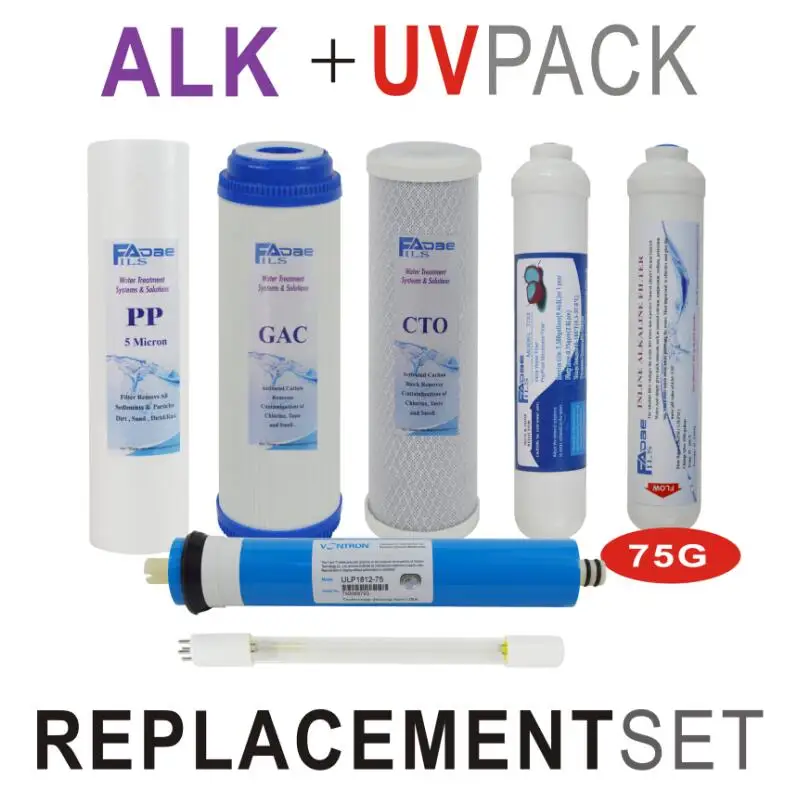 ALKALINE + UV PACK REPLACEMENT SET 75GPD SHORTEN