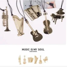 6PCS/LOT 6 Styles New Creative musical instrument designs Metal Bookmark/Gold Book marks