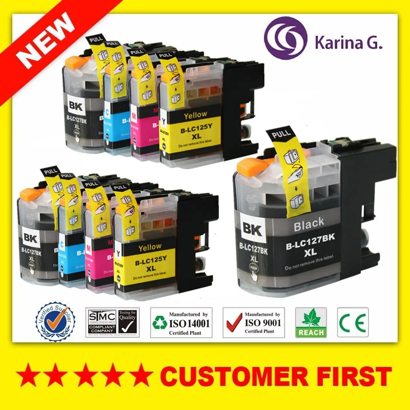 9x чернильные картриджи для Brother LC127 LC125 MFC-J4410DW MFC-J4510DW MFC-J4610DW MFC-J4710DW MFC-J6520DW DCP-J4110DW |