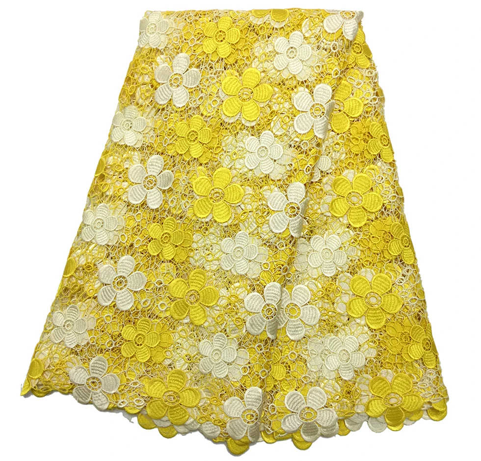 

Latest African Lace Fabric Beautiful Polyester Embroidery Lace Fabric High Quality African Guipule Cord Lace