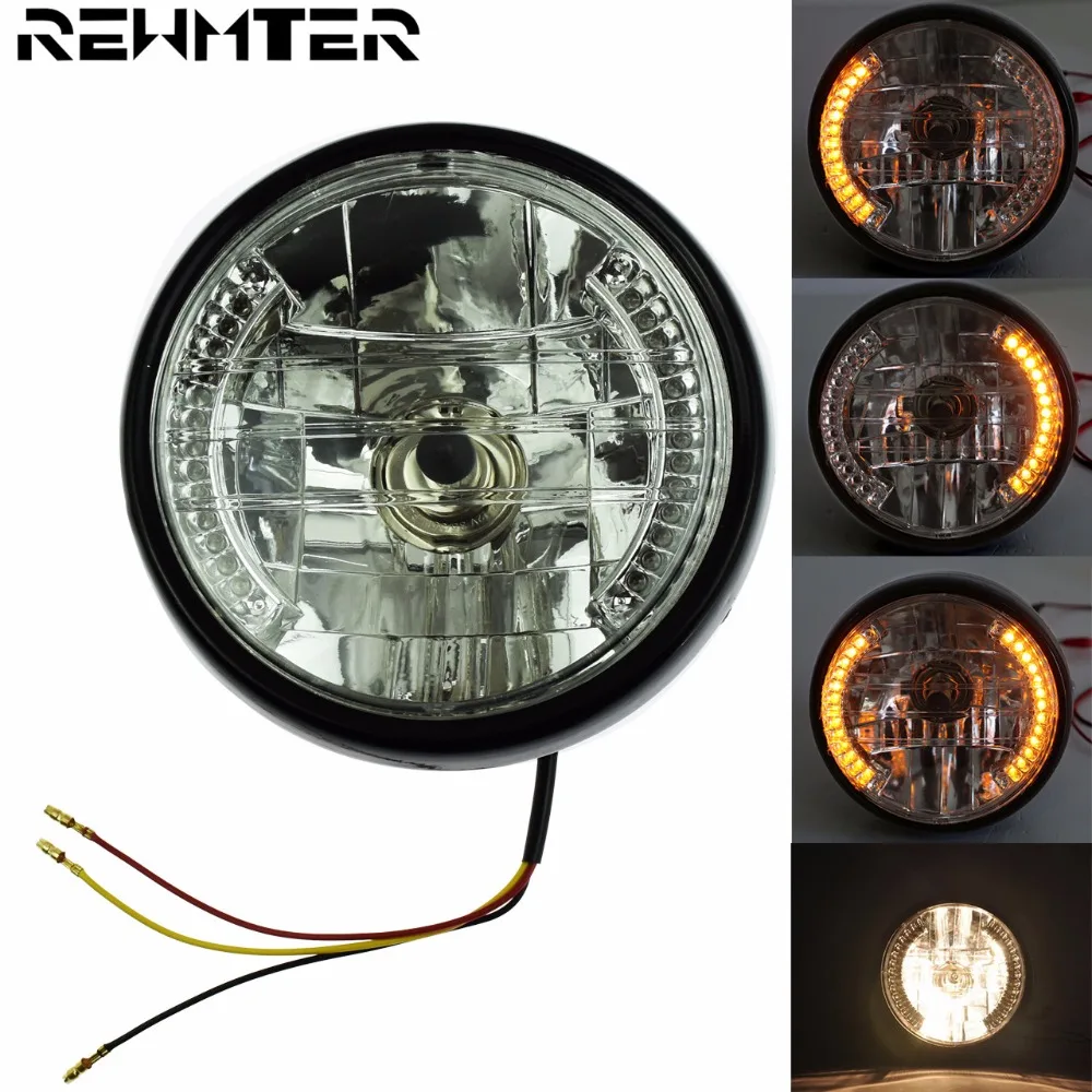 cheap Universal Motorcycle Turn Signal Light Indicators 7 #039; #039; Headlight H4 Headlamp For Harley Bikes Curiser Chopper Custom Bikes