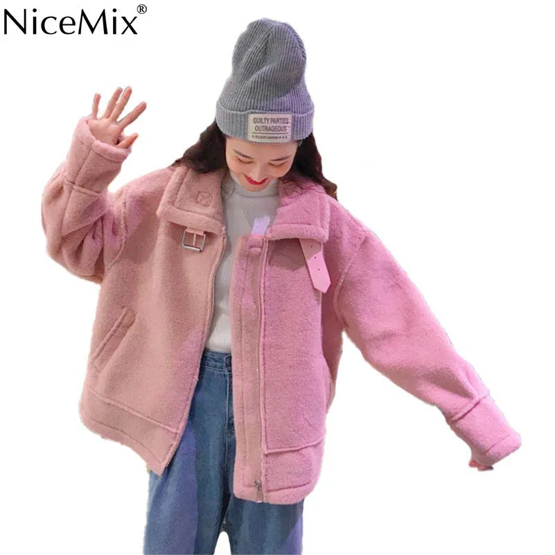 

NiceMix Winter Coats Women Casual Outwear Imitation Lamb Hair Jackets Harajuku Women Overcoat Veste Manteau Femme Hiver 2019