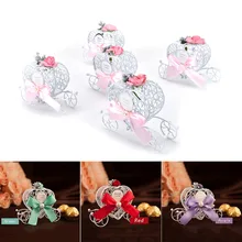 5 pçs/lote adorável coração bowknot carruagem caixas de favor do casamento e presentes, chá de bebê, decoração de casamento presente doces caixas de favor