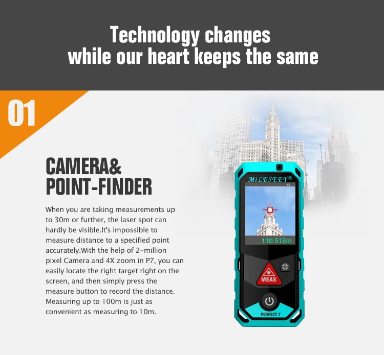 Mileseey P7 150 м 200 Bluetooth лазерный дальномер с поворотным сенсорным экраном