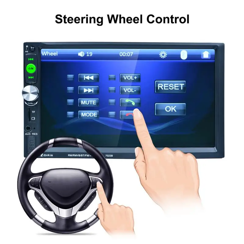 

7 Inch 2 DIN MP5 Player Touch Screen HD Digital TFT 1080P Car Audio Radio GPS Stereo Support USB Bluetooth FM Rear View Camera