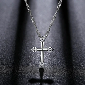 

Tiny Cross Pendant Female Chain Necklaces Zirconia Crystal Charm Necklace Fashion Jewelry Party Accessories Gift for Women Girls