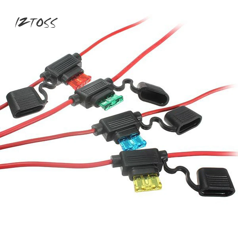 IZTOSS Waterproof Medium In Line Auto Fuse Holder 16AWG + Fuse Inserts