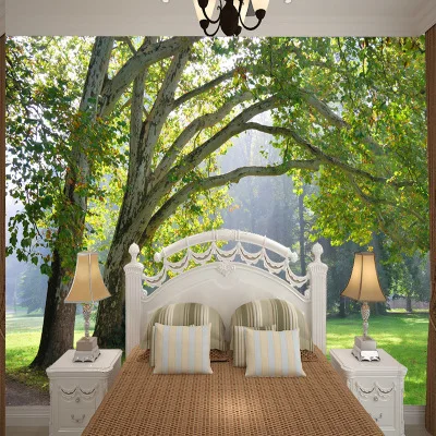 

Customized non-woven large 3D murals wallpaper European woods landscape green trees living room TV Sofa bedroom wall covering