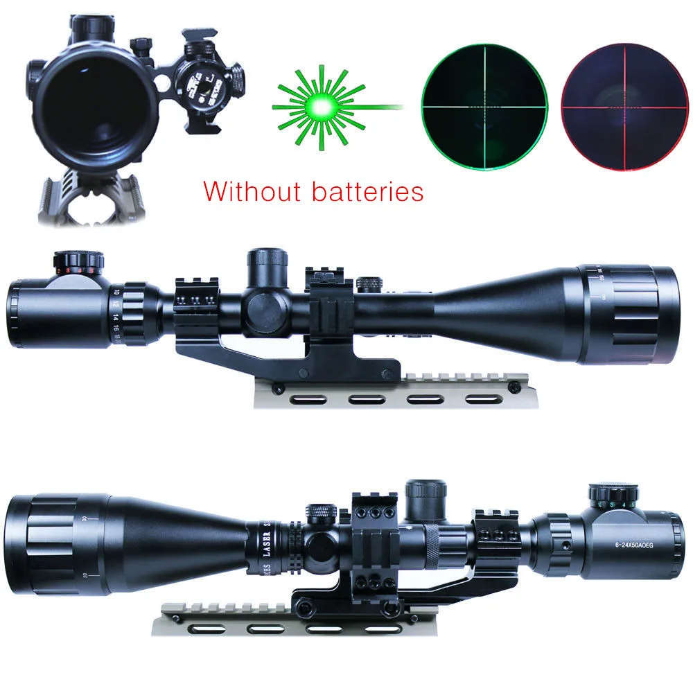 

Hunting 6-24x50 AOEG Riflescopes Green Red Dot & GREEN Laser Sight Combo Reticle Airsoft Holographic Optical Sight