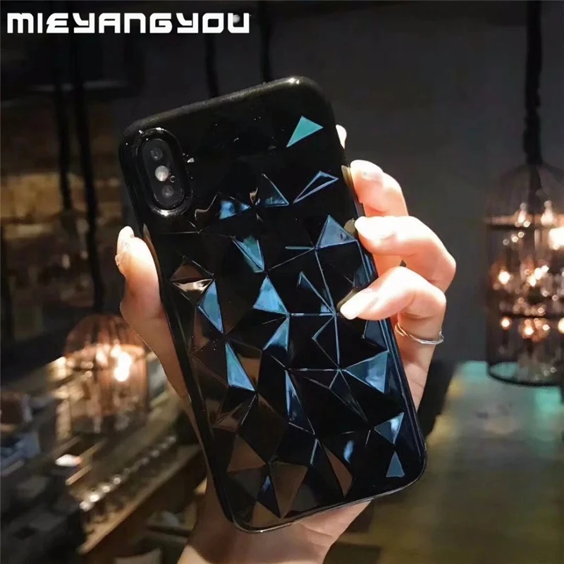 

Luxury 3D Diamond Pattern Cute Case For iPhone XS Max 7 8 Plus Coque Soft Silicone Case on the for iphone XS XR 6 6S 7 8 Cover