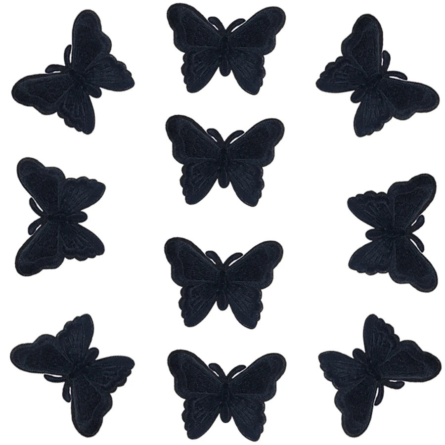 Black white Butterfly Iron on Embroidery Applique Patch Sew Iron Badge Black white Butterfly Iron on Embroidery Applique Patch Sew Iron Badge