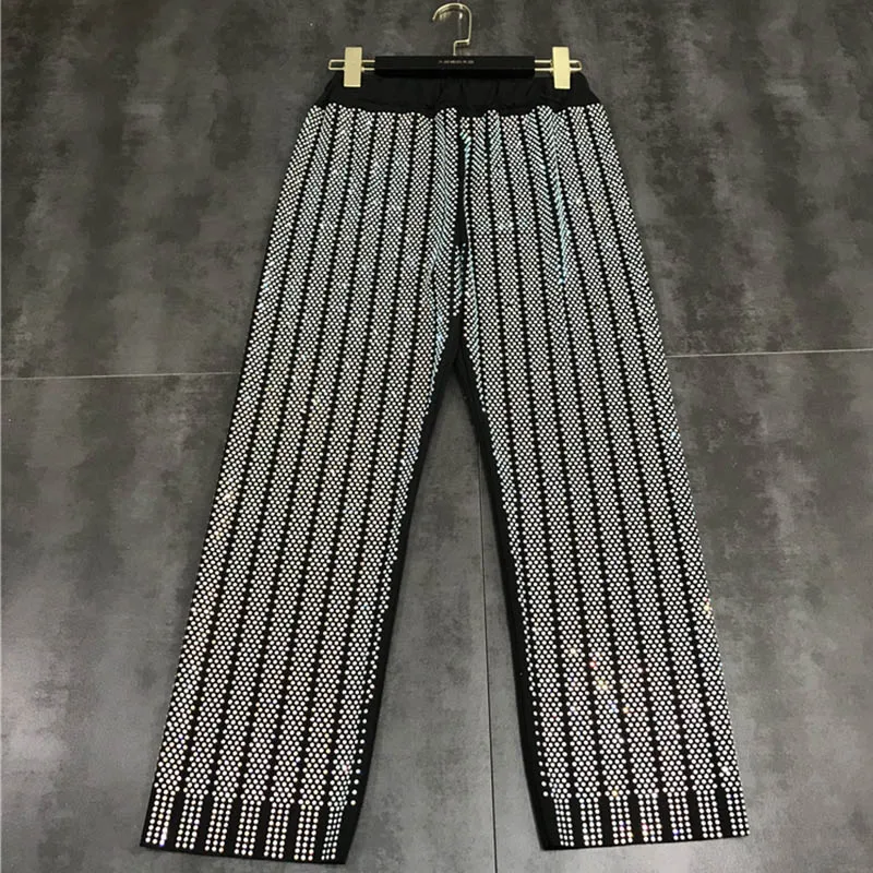 

2019 spring new full diamond hot drilling shiny casual pants