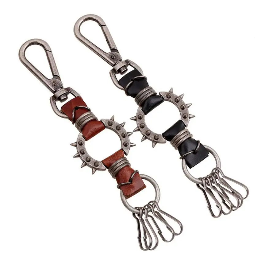 

Genuine Leather High End Couple Keychains key rings Men woman Key Chain Car Key Holder Ring Jewelry Business Bag Pendant Gift