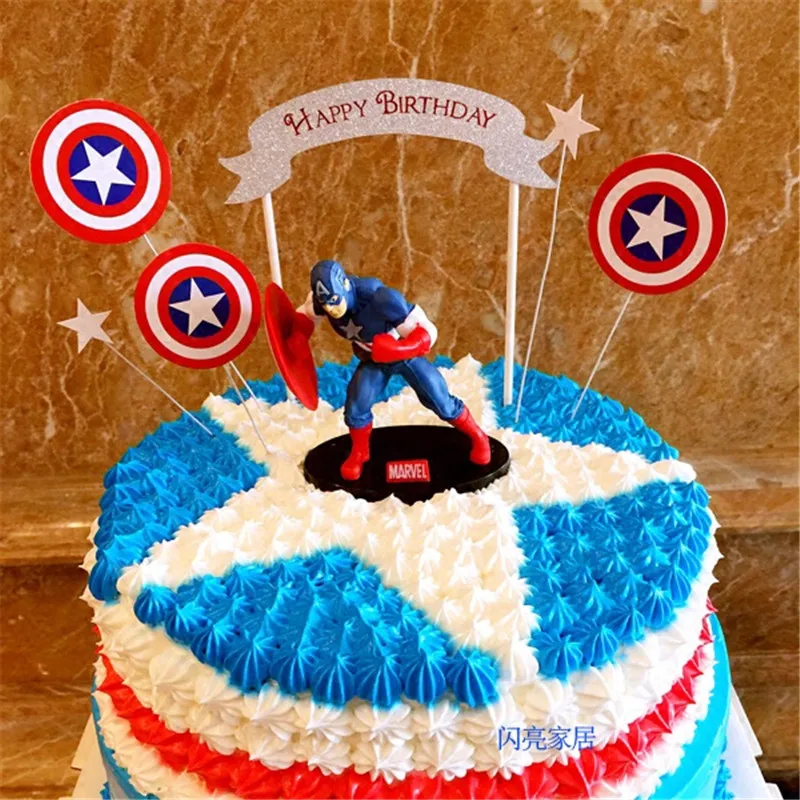 the avengers toys superhero decorations cupcake toppers baby kids birthday parties decorations captain america cake topper