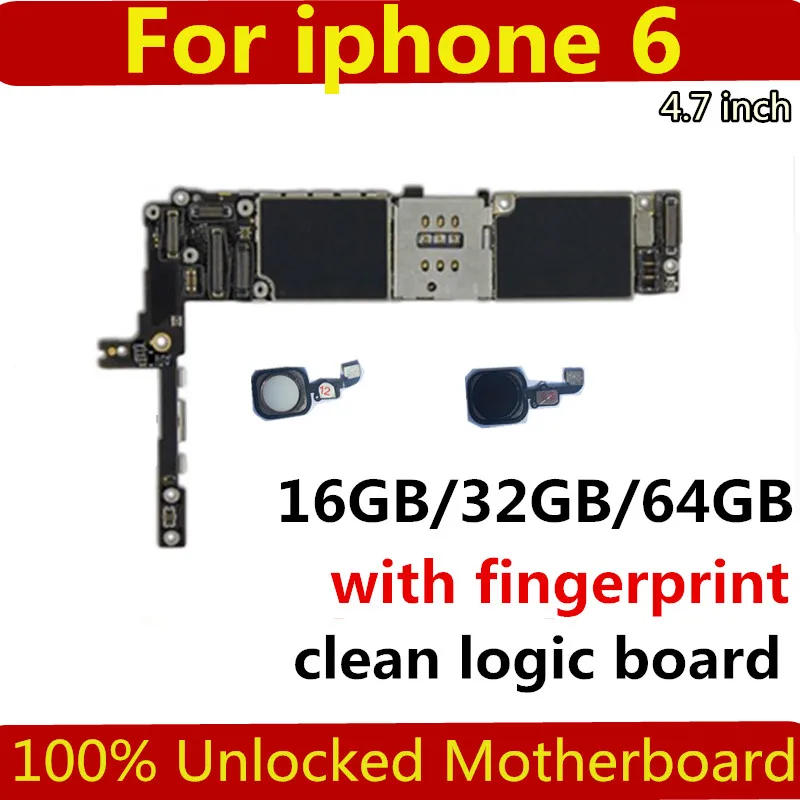 

100% Original unlocked for iphone 6 Motherboard With Touch ID/without Touch ID,for iphone 6 Logic boards,16gb / 32gb / 64gb